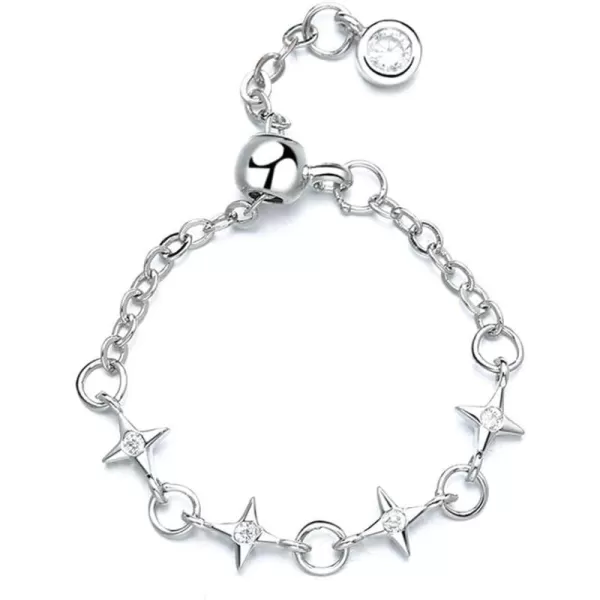 Star Chain Statement Ring for Women Girls 925 Silver Plated Adjustable Expandable Mini Diamond Open Wrap Tail Finger Rings Wedding Promise Engagement Jewelry GiftStar Chain Statement Ring for Women Girls 925 Silver Plated Adjustable Expandable Mini Diamond Open Wrap Tail Finger Rings Wedding Promise Engagement Jewelry Gift