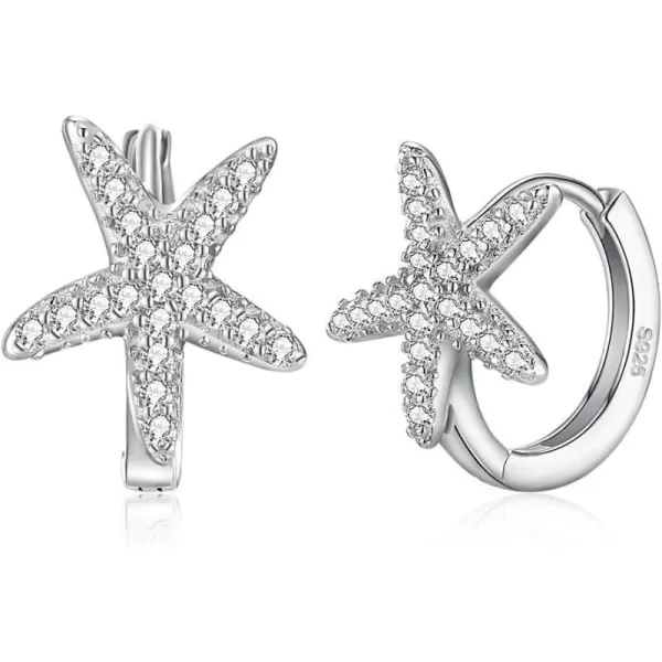 Starfish CZ Small Hoop Earrings for Women Girls 925 Sterling Silver Cubic Zirconia Star Huggie Hypoallergenic Fashion Jewelry Birthday GiftsStarfish CZ Small Hoop Earrings for Women Girls 925 Sterling Silver Cubic Zirconia Star Huggie Hypoallergenic Fashion Jewelry Birthday Gifts