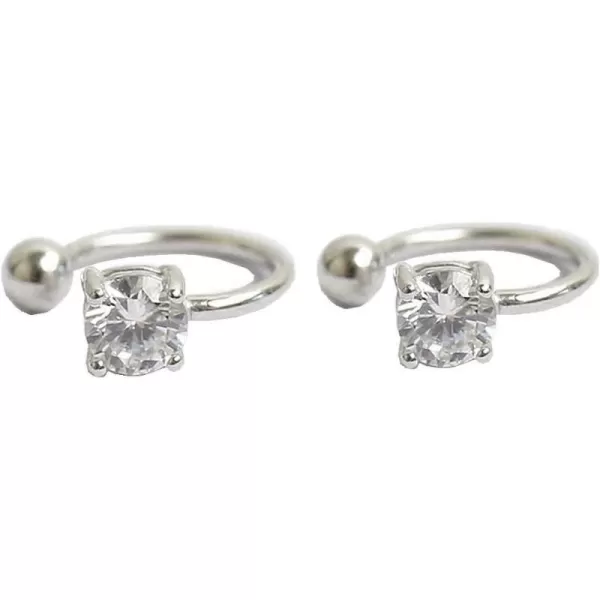 Sterling Silver Cubic Zirconia Cartilage Clip on Earrings for Women Girls 18K Platinum Plated Cuffs Crawler Climer Open Hoop CZ Diamond Solitaire Stud Earrings Non Pierced Fashion Minimalist Jewelryclear diamond