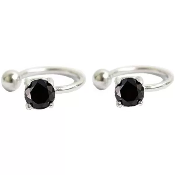 Sterling Silver Cubic Zirconia Cartilage Clip on Earrings for Women Girls 18K Platinum Plated Cuffs Crawler Climer Open Hoop CZ Diamond Solitaire Stud Earrings Non Pierced Fashion Minimalist Jewelryblack diamond