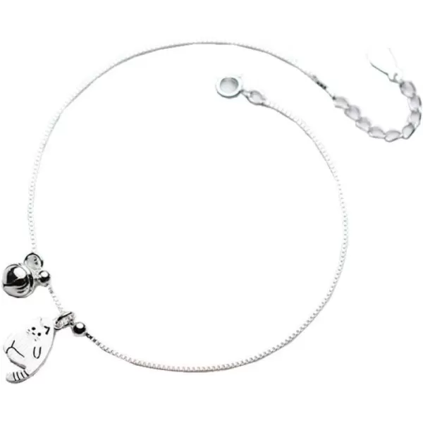 Sterling Silver Cute Cat Anklets for Women Teen Girls Charm Boho Ankle Bracelet Ball Bead Bell Dangling Adjustable Box Chains Beach Wedding Foot Jewelry Birthday Christmas Gifts for Daughter 9 inchSterling Silver Cute Cat Anklets for Women Teen Girls Charm Boho Ankle Bracelet Ball Bead Bell Dangling Adjustable Box Chains Beach Wedding Foot Jewelry Birthday Christmas Gifts for Daughter 9 inch