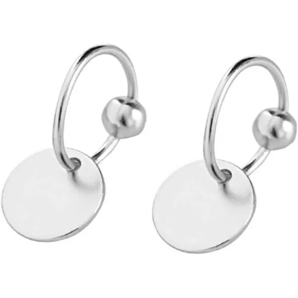 Sterling Silver Disc Drop Dangle Ball Bead Small Hoop Earrings for Women Girls Huggie Endless Round Hoops Cartilage Helix Stud Tragus Minimalist Sleeper Pierced Ear Nickel Free 8mmpolished silver