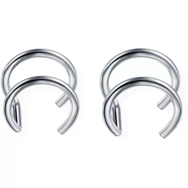 Sterling Silver Ear Cuff Wrap Earrings for Non Piercing Cartilage Clip on Helix Minimalist Womens Girls Love Knot Gold Hoops Adjustable Jewelry UnisexDouble LineSilver