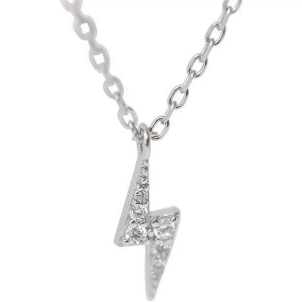 Tiny Lightning Bolt Crystal Necklace for Women Girls S925 Sterling Silver White Gold Plated Minimalist Personalized Little Small Pendant Choker Necklaces Link Chain 18 inches Delicate Fashion GiftsTiny Lightning Bolt Crystal Necklace for Women Girls S925 Sterling Silver White Gold Plated Minimalist Personalized Little Small Pendant Choker Necklaces Link Chain 18 inches Delicate Fashion Gifts