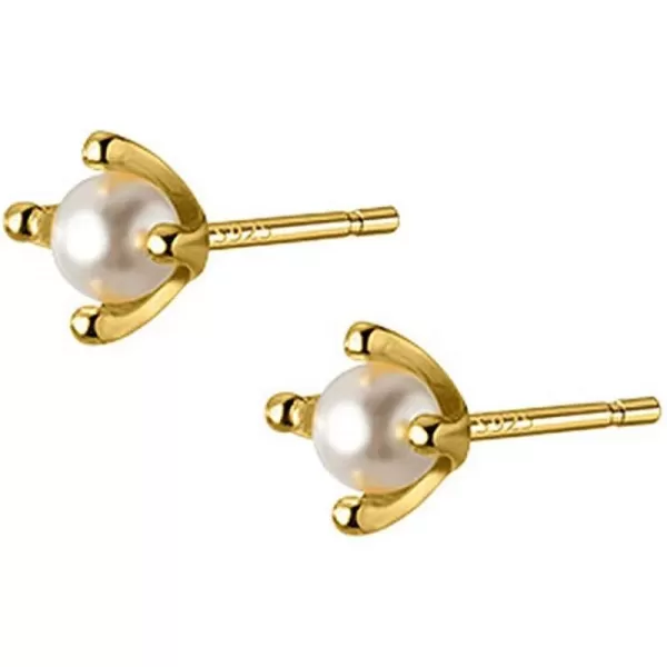 Tiny Shell Pearl Stud Cartilage Earrings for Women Teen Girls S925 Sterling Silver Hypoallergenic Imitation 3mm Pearls Small Studs Tragus Post Minimalist Earring Dainty JewelryGold