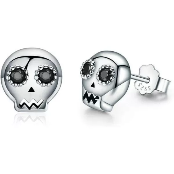 Tiny Skull Stud Earrings for Women Girls Men 925 Sterling Silver Black Crystal Eye Devil Ghost Studs Tragus Hypoallergenic Fashion Punk Post Pin Unisex Halloween GiftsTiny Skull Stud Earrings for Women Girls Men 925 Sterling Silver Black Crystal Eye Devil Ghost Studs Tragus Hypoallergenic Fashion Punk Post Pin Unisex Halloween Gifts