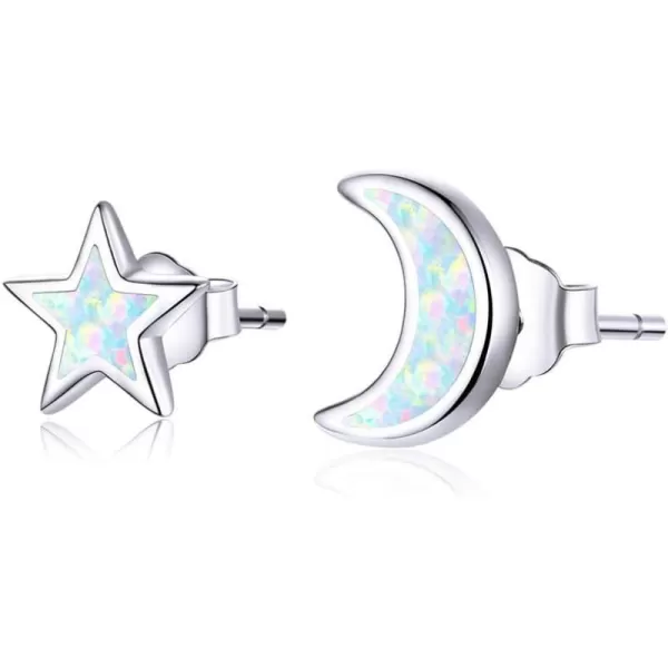 Tiny Synthetic Opal Moon Star Stud Earrings for Women Girls 925 Sterling Silver Hypoallergenic Minimalist Small Cute Crescent Studs Tragus Luck Stars Post Sensitive Ear Dainty Christmas Birthday GiftTiny Synthetic Opal Moon Star Stud Earrings for Women Girls 925 Sterling Silver Hypoallergenic Minimalist Small Cute Crescent Studs Tragus Luck Stars Post Sensitive Ear Dainty Christmas Birthday Gift