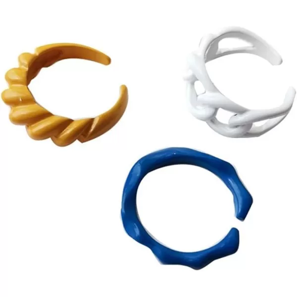 Trendy Chunky Acrylic Statement Rings 3 Pcs Set for Women Girls Colorful Baking Enameled Twisted Croissant Chain Open Band Finger Ring Size 67 Comfort Fit Y2K JewelryTrendy Chunky Acrylic Statement Rings 3 Pcs Set for Women Girls Colorful Baking Enameled Twisted Croissant Chain Open Band Finger Ring Size 67 Comfort Fit Y2K Jewelry