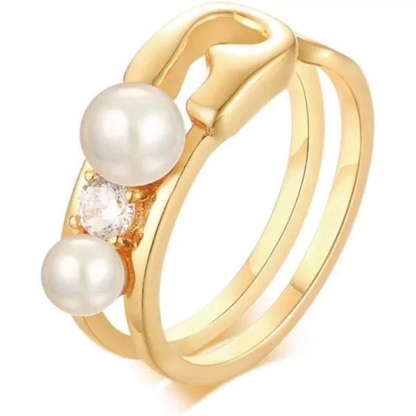 Trendy Safety Pin Band Ring for Women Girls 14K Gold Plated Dainty Imitation 2 Pearls Cubic Zirconia Statement Layered Rings Comfort Fit Nickel Free Jewelry Birthday Wedding Party Gift Size 6Trendy Safety Pin Band Ring for Women Girls 14K Gold Plated Dainty Imitation 2 Pearls Cubic Zirconia Statement Layered Rings Comfort Fit Nickel Free Jewelry Birthday Wedding Party Gift Size 6