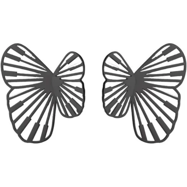 Unique Filigree Butterfly Ear Jacket Stud Earrings for Women Girls S925 Sterling Silver Hypoallergenic Dainty Front Back Fan shaped Wings Cuff Cartilage Studs Fashion JewelryBlack