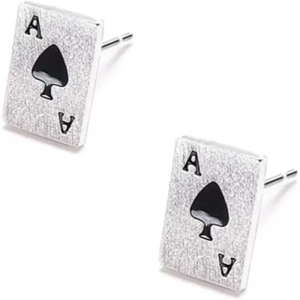 Unique Poker Stud Earrings for Women Girls Men Sterling Silver Hypoallergenic Tiny Small Cartilage Tragus Lucky Post Party Jewelry Gifts Friends Lovers Couples Croupiersthe Ace ofSpades