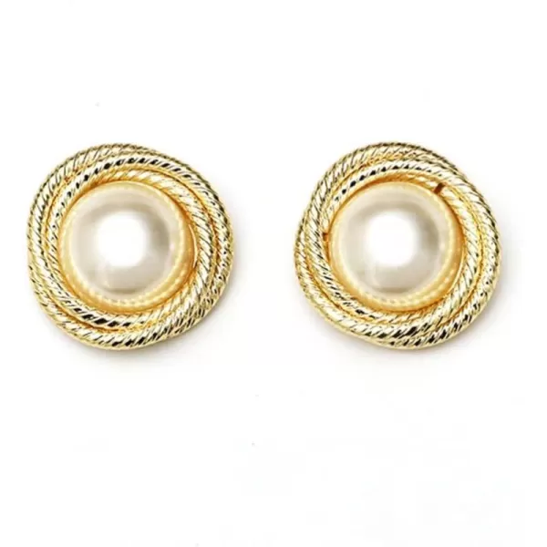 Vintage Big Pearl Stud Earrings for Women Girls Gold Plated Layer Twisted Imitation Round Half Pearls 17mm Button Dangle Studs Earring Elegant Wedding Party Anniversary Jewelry GiftsVintage Big Pearl Stud Earrings for Women Girls Gold Plated Layer Twisted Imitation Round Half Pearls 17mm Button Dangle Studs Earring Elegant Wedding Party Anniversary Jewelry Gifts