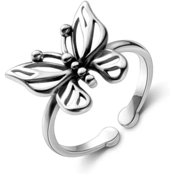 Vintage Butterfly 925 Sterling Silver Adjustable Knuckle Ring for Women Girls Dainty Insect Beaded Open Wrap Finger Rings Comfort Fit Lucky Boho Jewelry Gift Size 48Vintage Butterfly 925 Sterling Silver Adjustable Knuckle Ring for Women Girls Dainty Insect Beaded Open Wrap Finger Rings Comfort Fit Lucky Boho Jewelry Gift Size 48