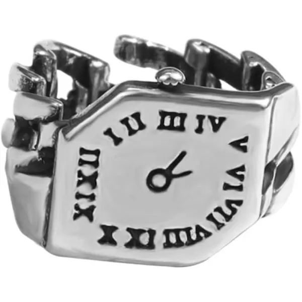 Vintage Clock Statement Ring for Women Girls Silver Plated Retro Shape of Watch Case Expandable Adjustable Open Chain Wrap Rings Comfort Fit Creative Birthday Valentine Party Jewelry Gift for FriendVintage Clock Statement Ring for Women Girls Silver Plated Retro Shape of Watch Case Expandable Adjustable Open Chain Wrap Rings Comfort Fit Creative Birthday Valentine Party Jewelry Gift for Friend