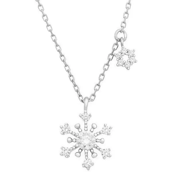 Vintage Crystal Snowflake Pendant Necklace for Women Girls 925 Sterling Silver Round CZ Link Charm Adjustable Chain Dainty Winter Christmas Holiday Jewelry Gift BoxVintage Crystal Snowflake Pendant Necklace for Women Girls 925 Sterling Silver Round CZ Link Charm Adjustable Chain Dainty Winter Christmas Holiday Jewelry Gift Box