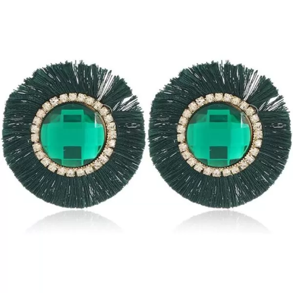 Vintage Crystal Tassel Earrings for Women Girls Hypallergenic Round Statement Fringe Green Rhinestone Stud Earring Lightweight Exaggerated Exquisite Birthday Christmas Festival Jewelry GiftsVintage Crystal Tassel Earrings for Women Girls Hypallergenic Round Statement Fringe Green Rhinestone Stud Earring Lightweight Exaggerated Exquisite Birthday Christmas Festival Jewelry Gifts