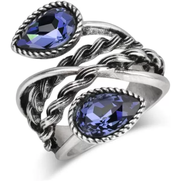 Vintage Double CZ Teardrop Wedding Engagement Statement Ring for Women Girls Silvery Twisted Cross Imitation Sapphire Birthstone Retro Boho Birthday Promise Cocktail Party Jewelry Gift Size 8Vintage Double CZ Teardrop Wedding Engagement Statement Ring for Women Girls Silvery Twisted Cross Imitation Sapphire Birthstone Retro Boho Birthday Promise Cocktail Party Jewelry Gift Size 8