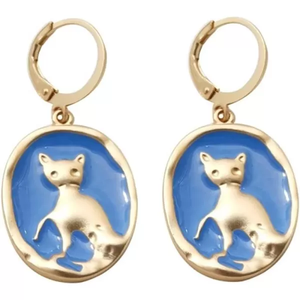Vintage Gold Cat Dangle Hoop Lever Back Earrings for Women Girls Hypoallergenic Blue Enameled Animal Drop Small Hoops Earring Retro Cute Y2K Jewelry Gift for Pet Lover DaughterVintage Gold Cat Dangle Hoop Lever Back Earrings for Women Girls Hypoallergenic Blue Enameled Animal Drop Small Hoops Earring Retro Cute Y2K Jewelry Gift for Pet Lover Daughter
