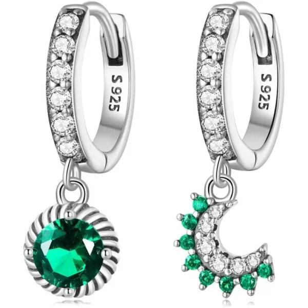 Vintage Green CZ Dangle Small Hoop Earrings for Women Girls Sterling Silver Cubic Zirconia Crescent Karma Moon Drop Cartilage Cuff Wrap Clip Cute Christmas Birthday Wedding Jewelry Dainty GiftsVintage Green CZ Dangle Small Hoop Earrings for Women Girls Sterling Silver Cubic Zirconia Crescent Karma Moon Drop Cartilage Cuff Wrap Clip Cute Christmas Birthday Wedding Jewelry Dainty Gifts