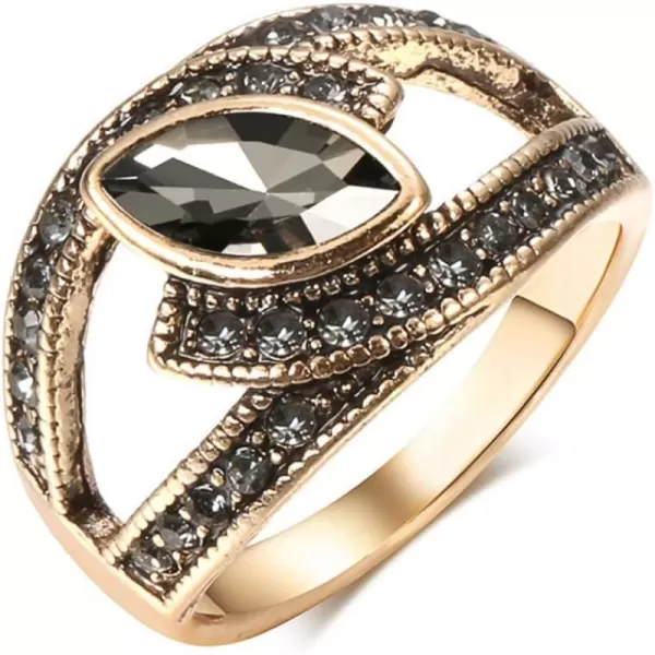 Vintage Grey CZ Evil Eye Statement Ring for Women Girls Gold Plated Boho Oval Crystal Band Rings Comfort Fit Retro Bohemian Jewelry Dainty Gift Size 8Vintage Grey CZ Evil Eye Statement Ring for Women Girls Gold Plated Boho Oval Crystal Band Rings Comfort Fit Retro Bohemian Jewelry Dainty Gift Size 8