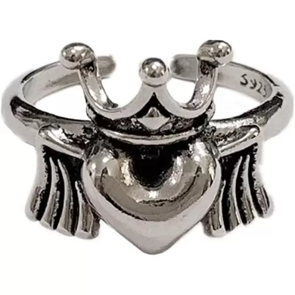 Vintage Heart Crown Angel Wing Adjustable Open Wrap Ring for Women Girls 925 Silver Plated Retro Love Engagement Statement Expandable Finger Rings Comfort Fit Valentine Birthday Jewelry Gift Size 78Vintage Heart Crown Angel Wing Adjustable Open Wrap Ring for Women Girls 925 Silver Plated Retro Love Engagement Statement Expandable Finger Rings Comfort Fit Valentine Birthday Jewelry Gift Size 78