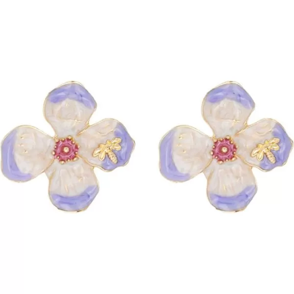 Vintage Lilac Flower Stud Earring for Women Girls Sterling Silver Post Pin Gold Bee on Bloosom Petal Enameled Elegant Hypoallergenic Jewelry Birthday Summer Party GiftsVintage Lilac Flower Stud Earring for Women Girls Sterling Silver Post Pin Gold Bee on Bloosom Petal Enameled Elegant Hypoallergenic Jewelry Birthday Summer Party Gifts