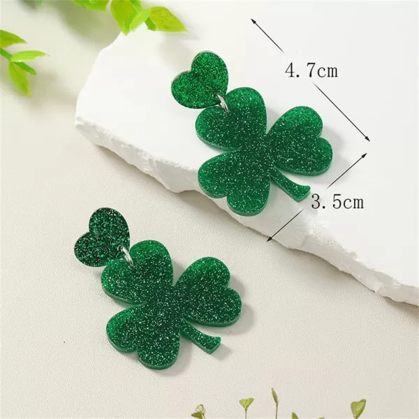 Shiny Heart Clover Leaf Dangle Drop Earrings for Women Acrylic Green Sequins Shamrock Celebration Lucky Statement Charms Earrings Fashion Lightweight St Patricks Day Holiday Jewelry Souvenirs