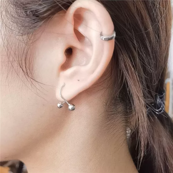 image20G Minimalist Double Sided Ball Earrings for Women 925 Sterling Silver Hypoallergenic Nickel Free Simple Crossover Screw Ear Piercing Cartilage Daith Fashion Unique Jewelry