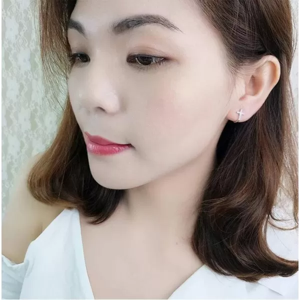 imageCZ Criss Cross Clip on Cuff Wrap Hoop Earrings for Women 925 Sterling Silver NonPierced Ears Pave Crystal Diamond Small Cartilage Crawler Sweep Earring Delicate Flat Jewelry Gift