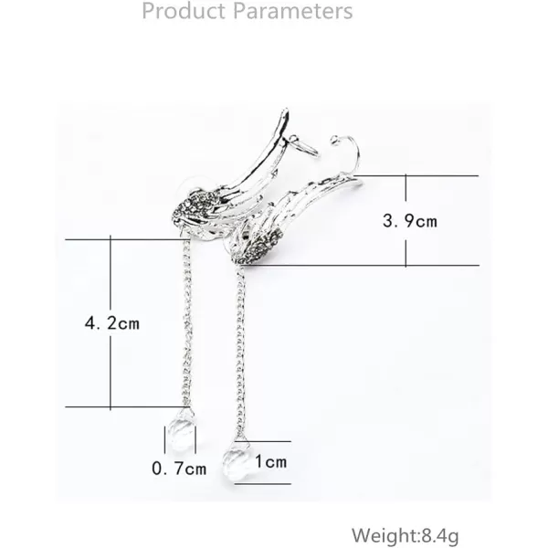 imageDainty Angel Wing Ear Cuffs Crawler Climber Studs Earrings for Women Silver Plated Cubic Zircoina Teardrop Tassel Chain Drop Dangle Cartilage Elegant Birthday Wedding Party Christmas Jewelry