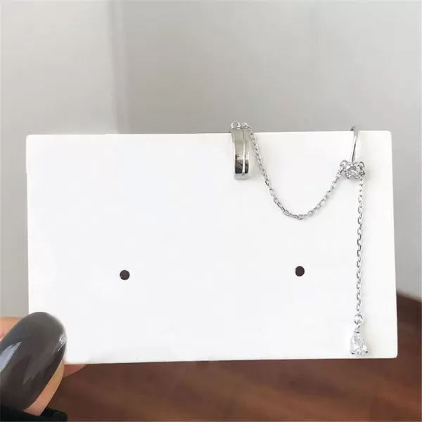 imageDainty Ear Cuff Crawler Climber Earring for Women 925 Sterling Silver No Piercing Wrap Chain Drop Dangle Small Cartilage Open Hoop CZ Teardrop Clip Tassel Dangling Hypoallergenic Earrings 1 PC