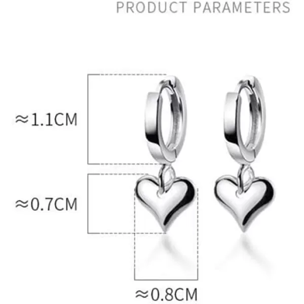 imageFull Love Heart Drop Dangle Sterling Silver Small Hoop Earrings for Women Teen Girls Cartilage Sleeper Huggie Hoops Cute Jewelry Birthday Valentines Day Gifts for Mom Daughter BFF
