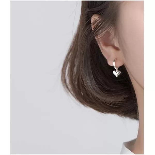 imageFull Love Heart Drop Dangle Sterling Silver Small Hoop Earrings for Women Teen Girls Cartilage Sleeper Huggie Hoops Cute Jewelry Birthday Valentines Day Gifts for Mom Daughter BFF