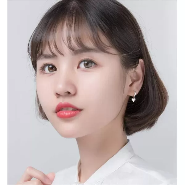 imageFull Love Heart Drop Dangle Sterling Silver Small Hoop Earrings for Women Teen Girls Cartilage Sleeper Huggie Hoops Cute Jewelry Birthday Valentines Day Gifts for Mom Daughter BFF