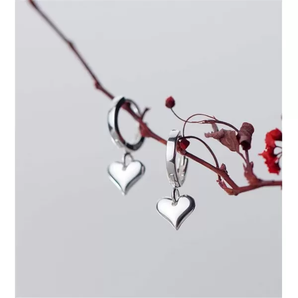 imageFull Love Heart Drop Dangle Sterling Silver Small Hoop Earrings for Women Teen Girls Cartilage Sleeper Huggie Hoops Cute Jewelry Birthday Valentines Day Gifts for Mom Daughter BFF