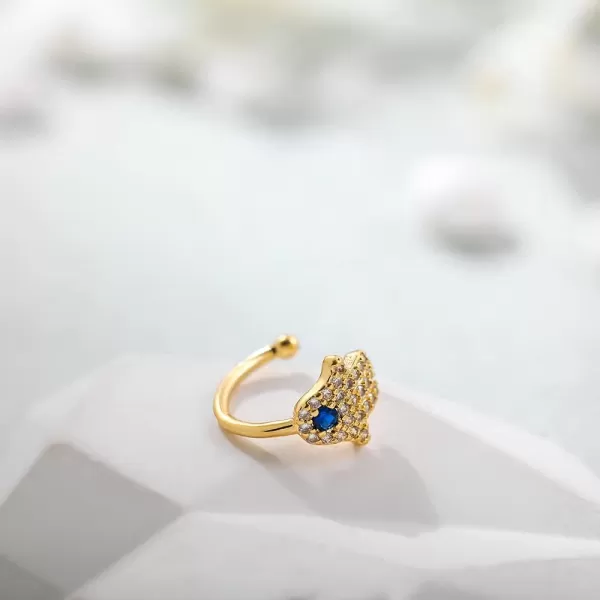 imageGold Evil Eye Hand Non Piercing Ear Cuff Wrap Earrings for Women Cubic Zirconia Dainty CZ Hamsa Hands Fatima Cartilage Open Hoop Fashion Protective Lucky Jewelry