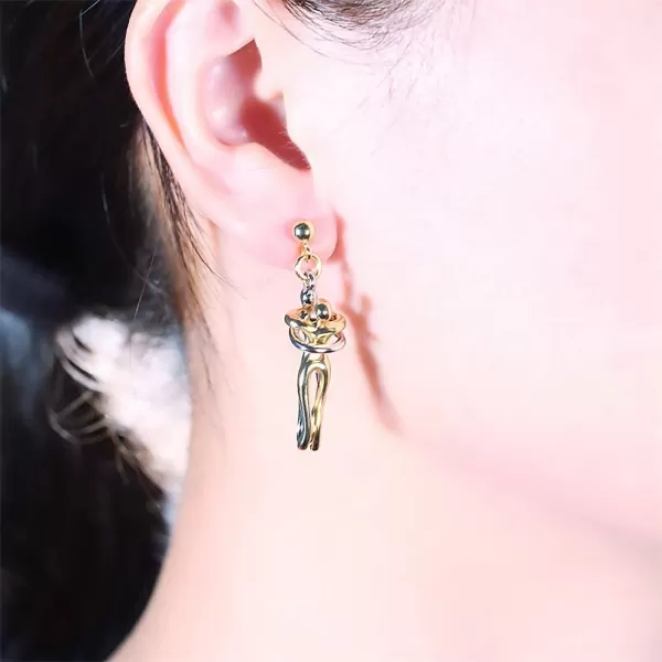 imageLove Hug Dangle Drop Earrings for Women Girls TwoToned Charms Couple Hug Dangling Ball Bead Stud Statement Earrings Fashion Personalized Jewelry Birthday Valentines Gifts for HerSilvery Yellow