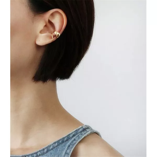 imageMinimalist Polished Ear Cuff Helix Cartilage Clip on Earring for Women Girls S925 Sterling Silver Small Hoop Wrap Earrings NonPierced Ear Adjustable Unisex JewelryGoldToned