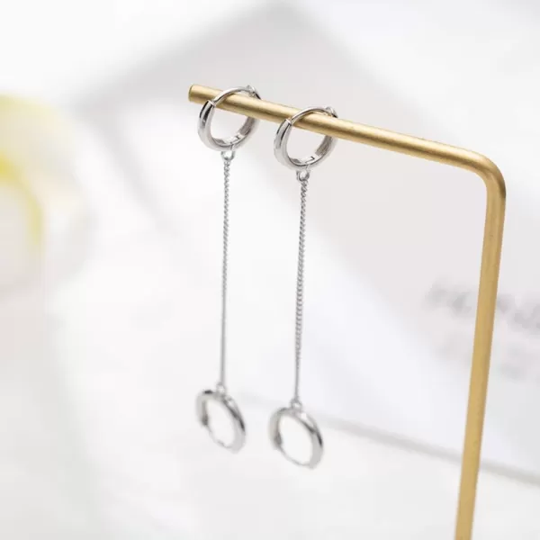 imagePair Double Hoop Earrings for Women 925 Sterling Silver Small Huggie Dangle Slave Chain Drop Second Hole Helix Post Multiple Studs Lobe Piercing Cuff Cartilage Men Personalized Jewelry Goth Punk