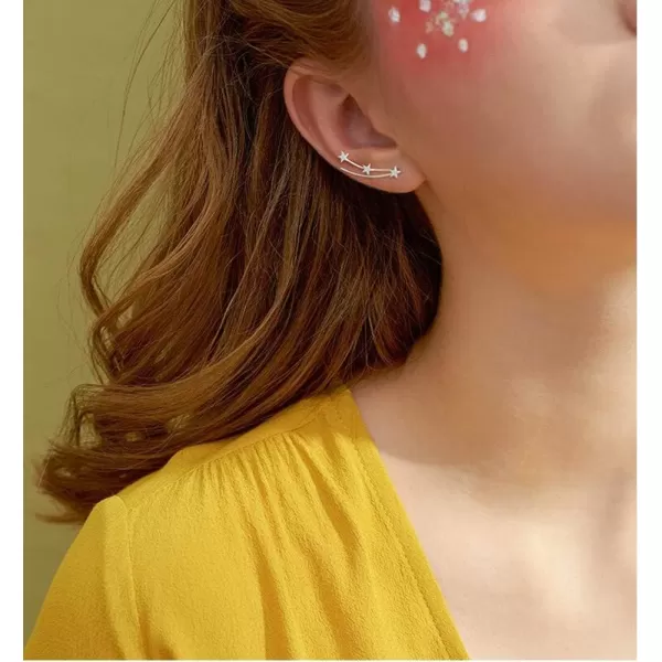 imageShooting Stars Cuff Wrap Ear Crawler Climber Earrings for Women 925 Sterling Silver Amazing Sweep Studs Hook Pin Tassel Threader Meteor Shower Hypoallergenic Fashion Personalized Cute Jewelry