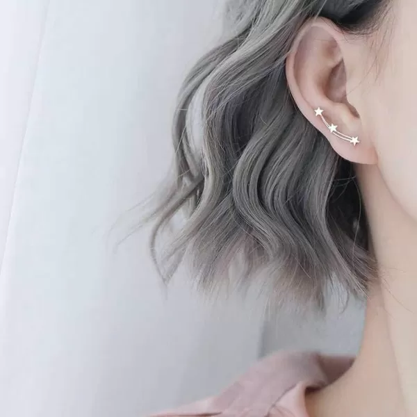 imageShooting Stars Cuff Wrap Ear Crawler Climber Earrings for Women 925 Sterling Silver Amazing Sweep Studs Hook Pin Tassel Threader Meteor Shower Hypoallergenic Fashion Personalized Cute Jewelry