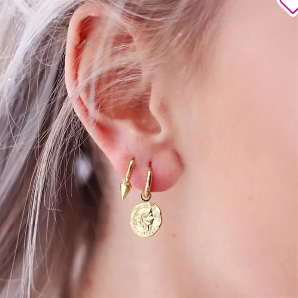 imageTiny Punk Spike Dangle Drop Hoop Earrings for Women Teen Girls Men Sterling Silver Charms Hoops Cuff Cartilage Stud Tragus Helix Wrap Minimalist Geometric Earrings Hypoallergenic Fashion PersonalizedGoldToned