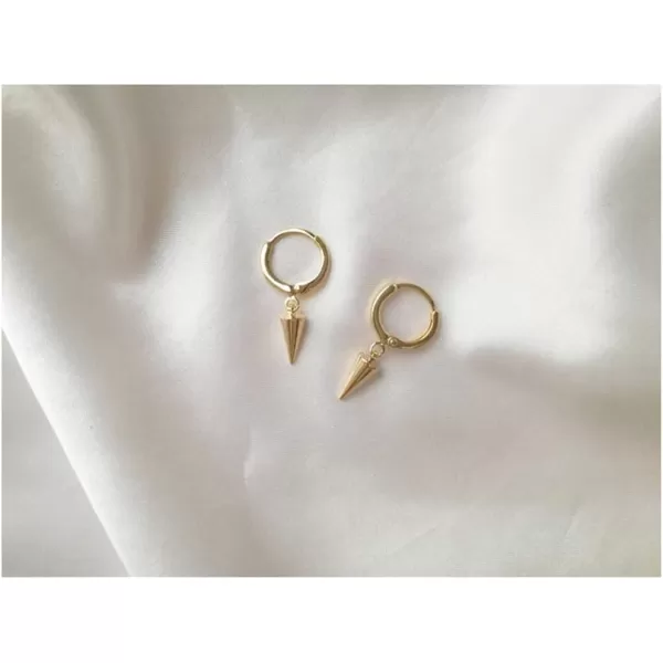 imageTiny Punk Spike Dangle Drop Hoop Earrings for Women Teen Girls Men Sterling Silver Charms Hoops Cuff Cartilage Stud Tragus Helix Wrap Minimalist Geometric Earrings Hypoallergenic Fashion PersonalizedGoldToned