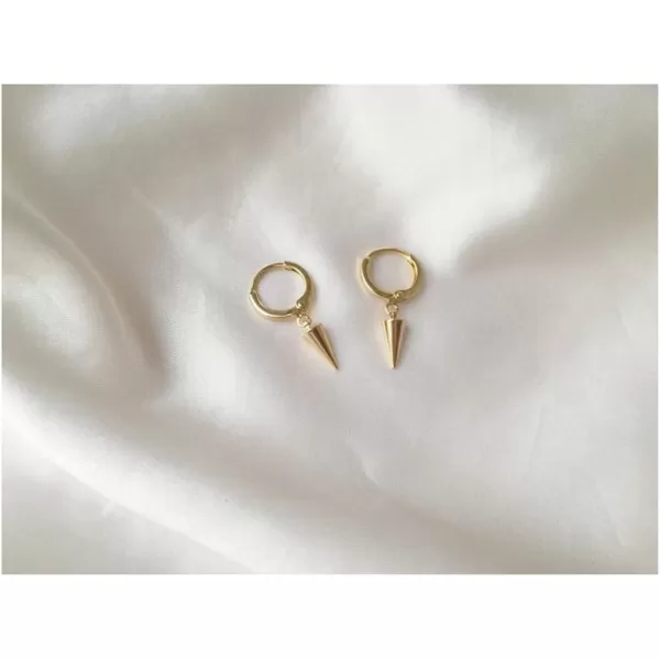 imageTiny Punk Spike Dangle Drop Hoop Earrings for Women Teen Girls Men Sterling Silver Charms Hoops Cuff Cartilage Stud Tragus Helix Wrap Minimalist Geometric Earrings Hypoallergenic Fashion PersonalizedGoldToned