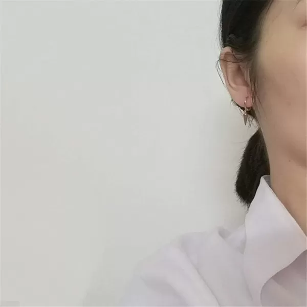 imageTiny Punk Spike Dangle Drop Hoop Earrings for Women Teen Girls Men Sterling Silver Charms Hoops Cuff Cartilage Stud Tragus Helix Wrap Minimalist Geometric Earrings Hypoallergenic Fashion PersonalizedGoldToned