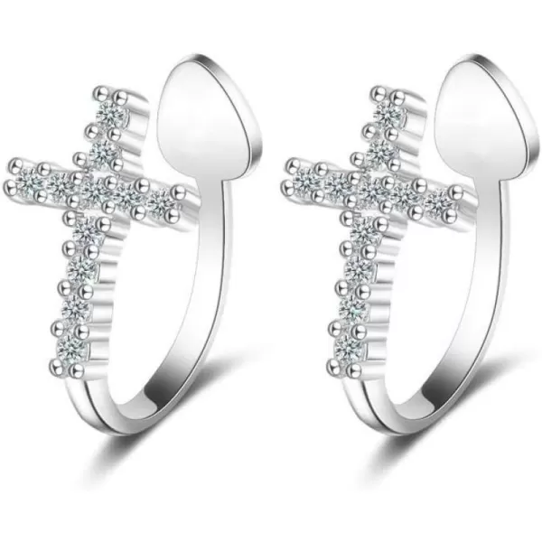 imageCZ Criss Cross Clip on Cuff Wrap Hoop Earrings for Women 925 Sterling Silver NonPierced Ears Pave Crystal Diamond Small Cartilage Crawler Sweep Earring Delicate Flat Jewelry Gift
