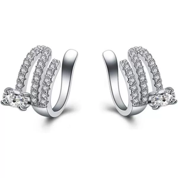 imageCZ Layered Ear Cuff Cartilage Huggie Hoop Earrings for Women CZ Non Piercing Minimalist Dainty Crystal Wrap Clip Hypoallergenic Fashion Elegant Jewelry Birthday Wedding for Bridal