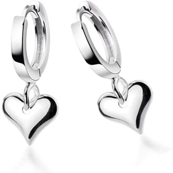 imageFull Love Heart Drop Dangle Sterling Silver Small Hoop Earrings for Women Teen Girls Cartilage Sleeper Huggie Hoops Cute Jewelry Birthday Valentines Day Gifts for Mom Daughter BFF