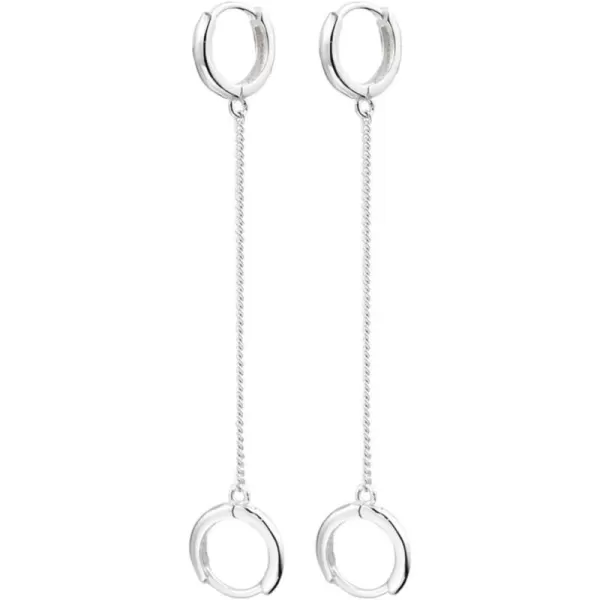 imagePair Double Hoop Earrings for Women 925 Sterling Silver Small Huggie Dangle Slave Chain Drop Second Hole Helix Post Multiple Studs Lobe Piercing Cuff Cartilage Men Personalized Jewelry Goth Punk