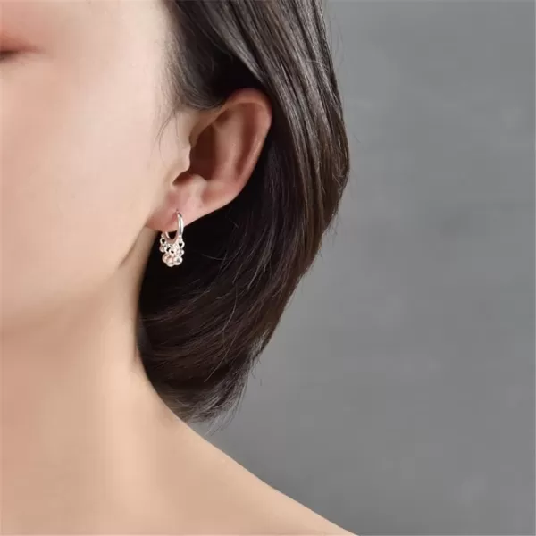 imageBoho Ball Bead Tassel Drop Dangle Small Hoop Earrings for Women Stainless Steel Unisex Huggie Hoops Hypoallergenic Bohemian Unique Jewelry 12mm